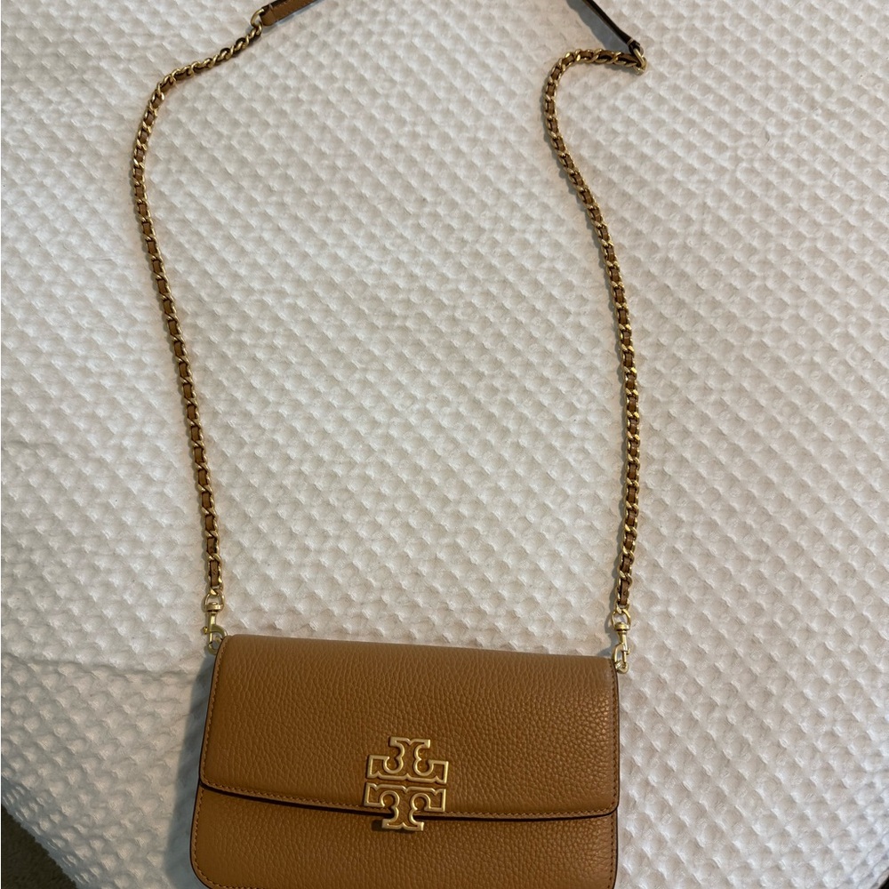 Tory Burch Tan Crossbody Bag with Gold Chain
